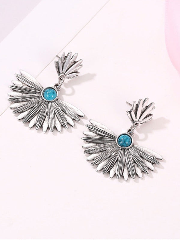 Pendientes vintage de hoja de metal para mujer