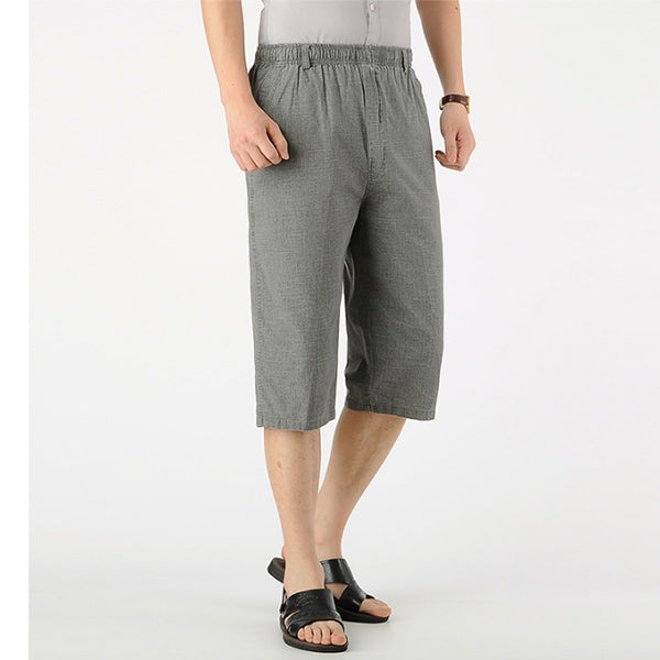 Kurz geschnittene Hose aus Leinen mit hoher Taille für Herren