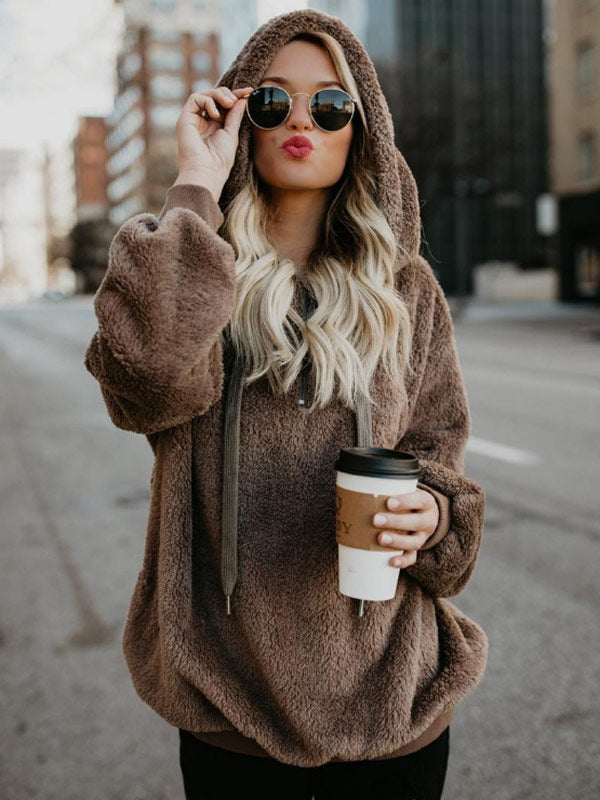 Sudadera con capucha de felpa de moda para mujer