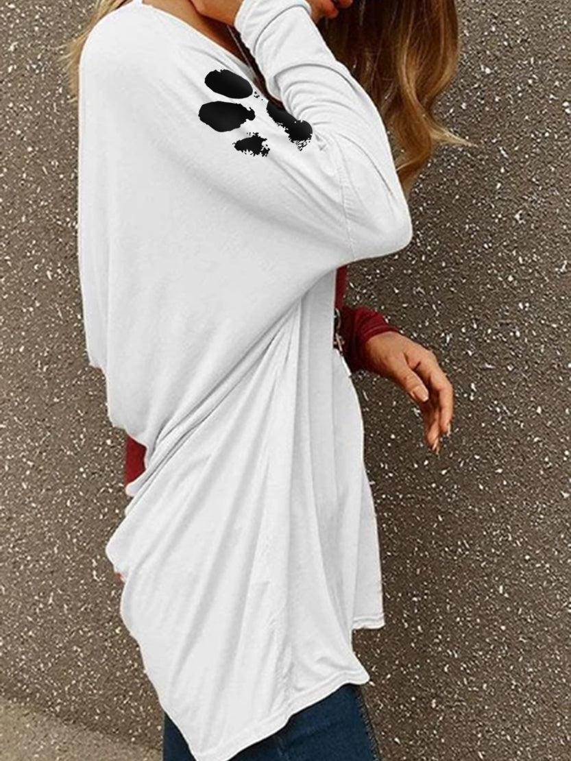 Damen Dog Paw Print Tie-Dye Top