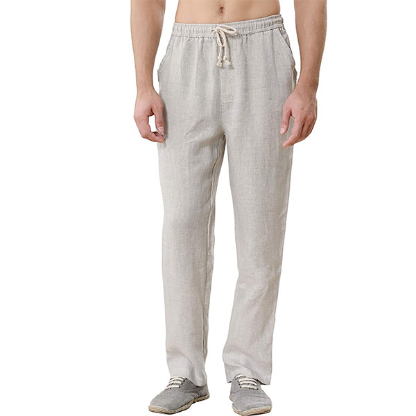 Pantalones de ocio ajustados de lino ecológico