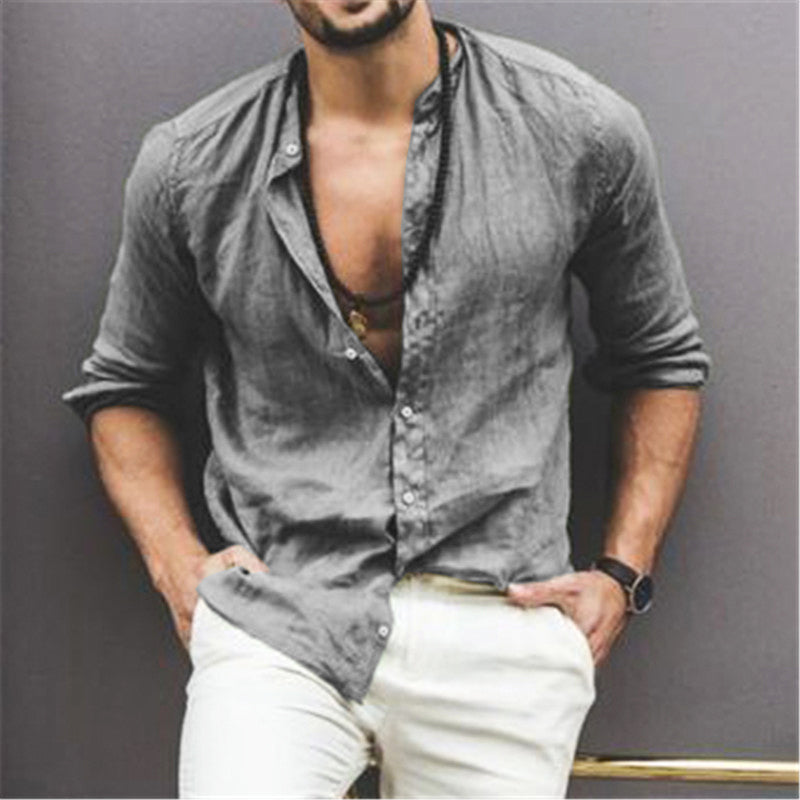 Herren Stand Collar Shirt