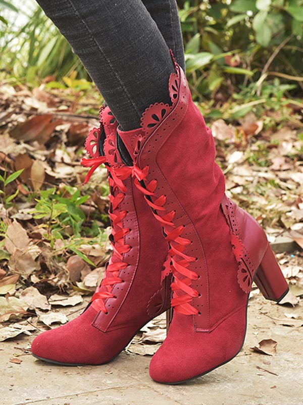 Zapatos de mujer con tacones de encaje