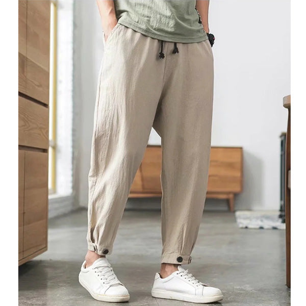Pantalones de lino rectos para hombre