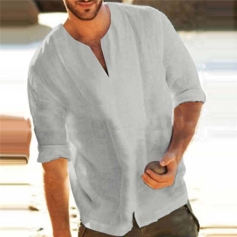 Slit V-Ausschnitt Herren Langarm Shirts