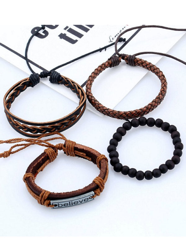 Correa unisex de cuero tejido vintage Believe