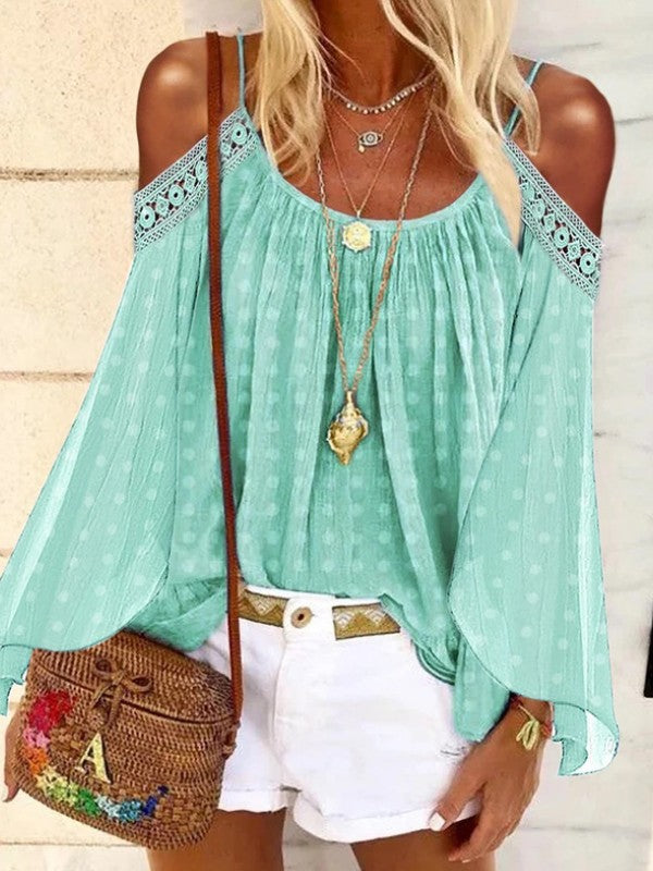 Diadema bohemia con mangas largas y tirantes de camisa.