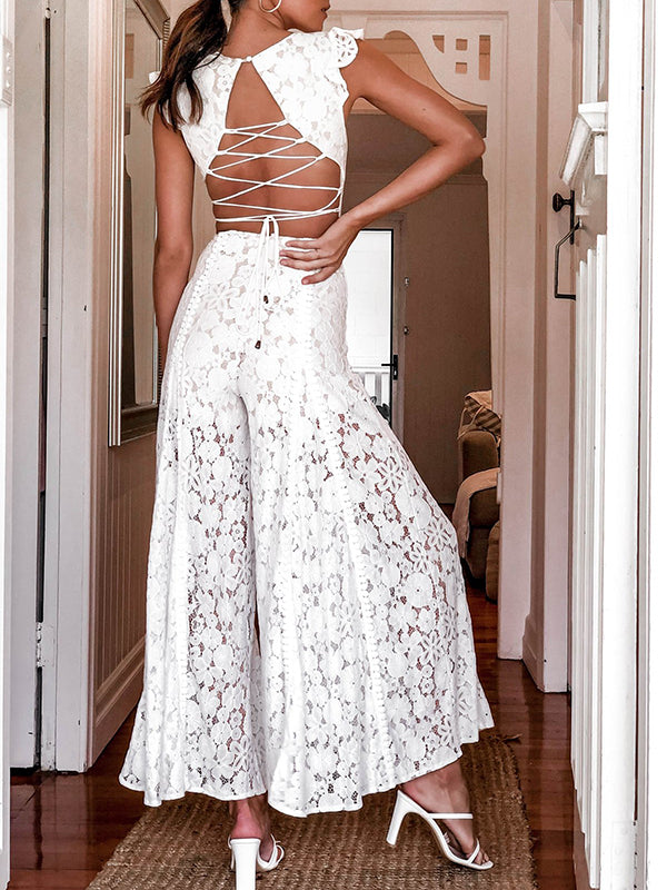 Boho blanco blanco sin mono de segmento