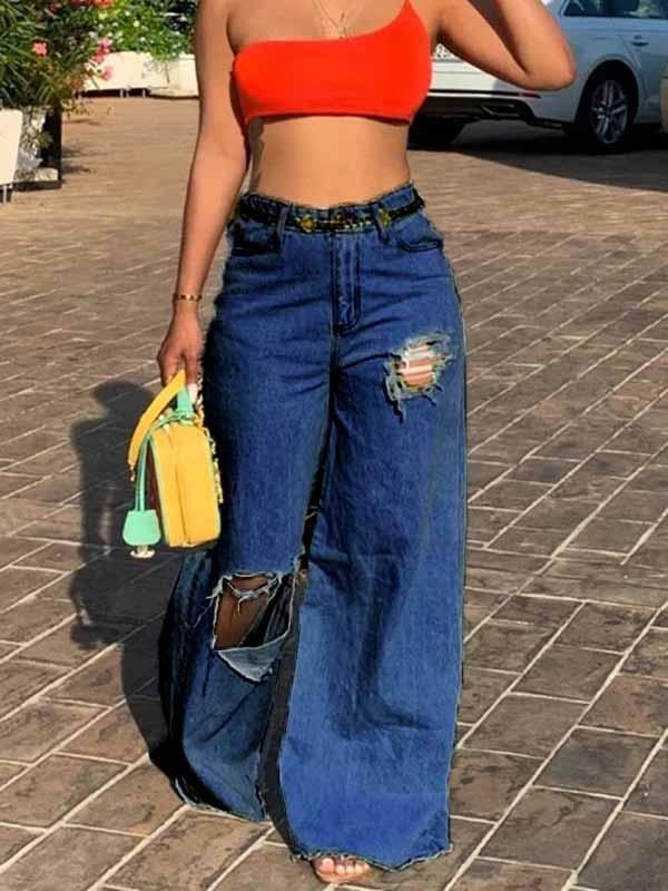 Vaqueros anchos con borlas