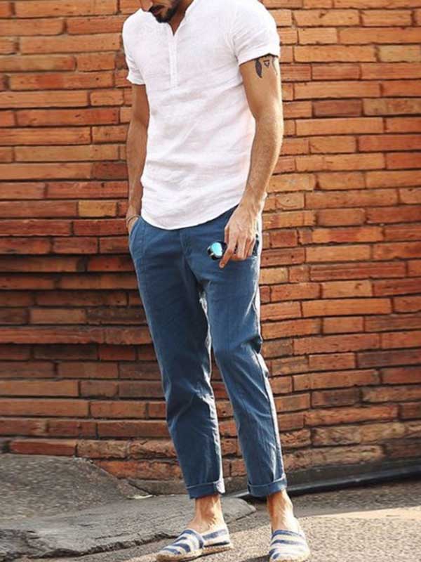 Camisa de manga corta de algodón para hombre