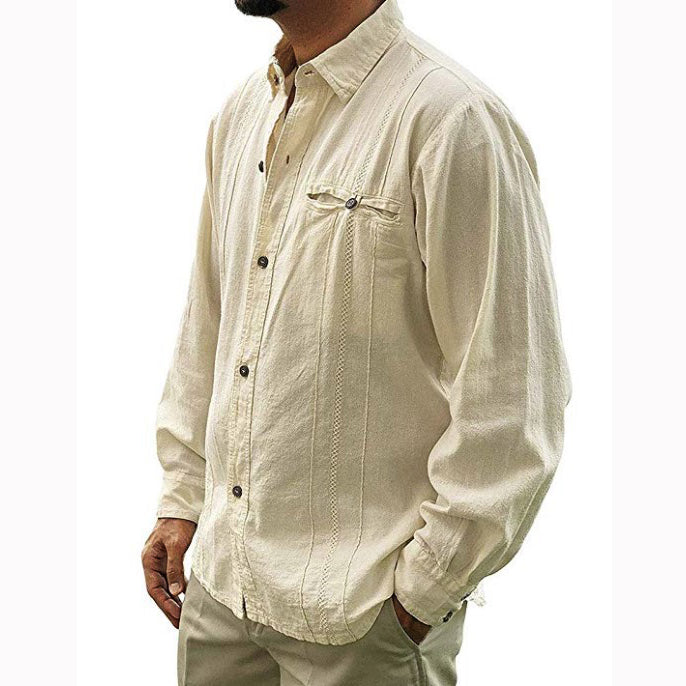 Front Pocket Men Button Down Langarmhemden