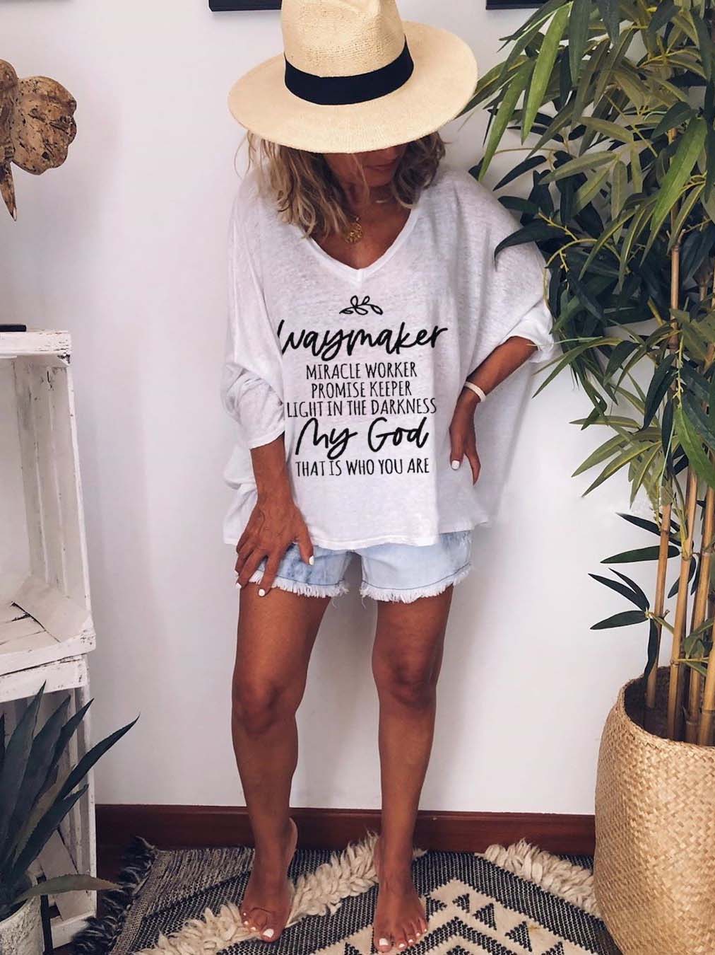 Way Maker Letras débil camiseta impresa floja