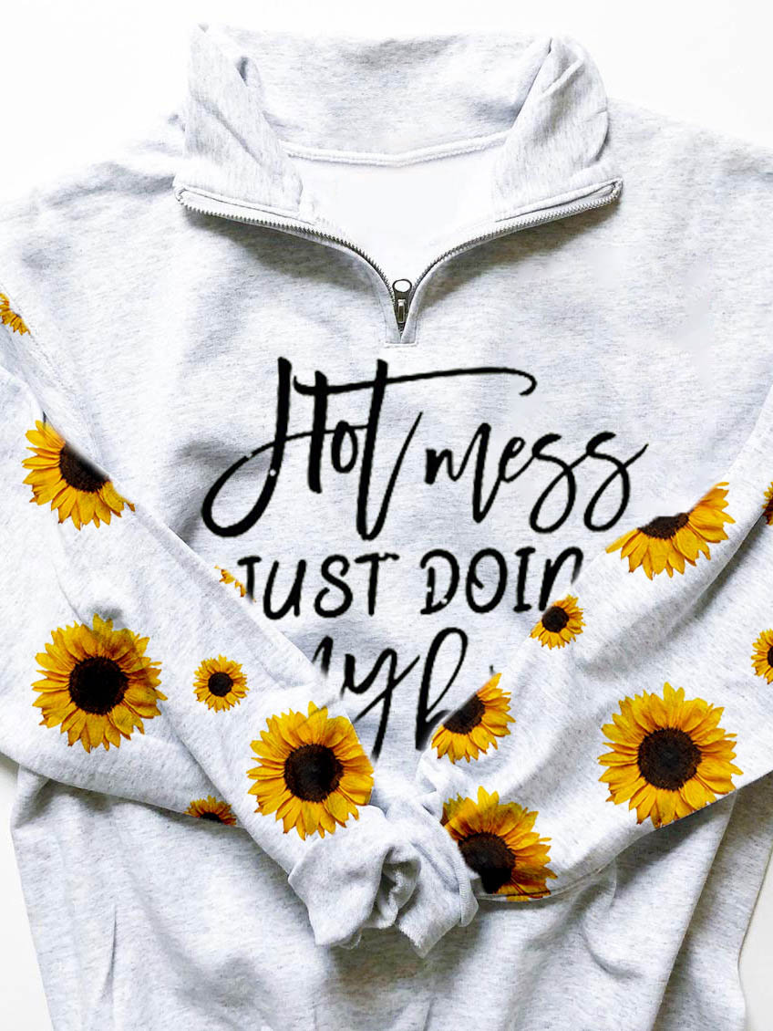 Heiße Sauerei für Frauen, die gerade mein bestes Sonnenblumenmuster-Reißverschluss-Sweatshirt tut
