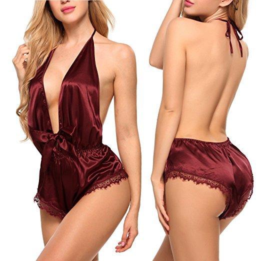 Camisón sexy con cuello en V