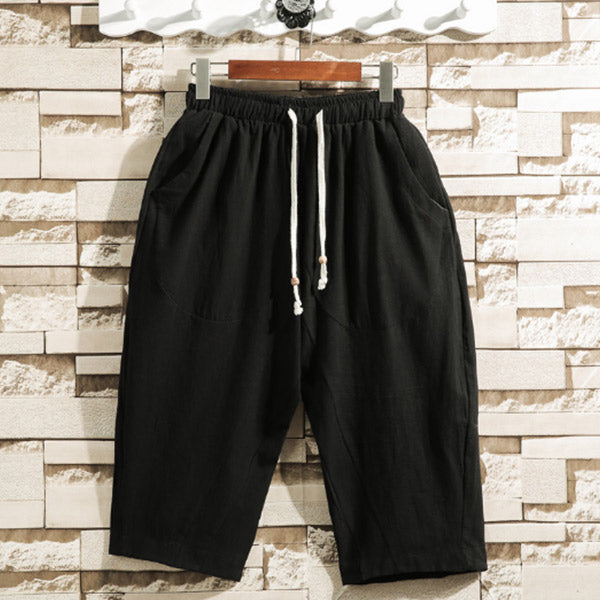 Pantalones harén para hombre confeccionados en lino de algodón.