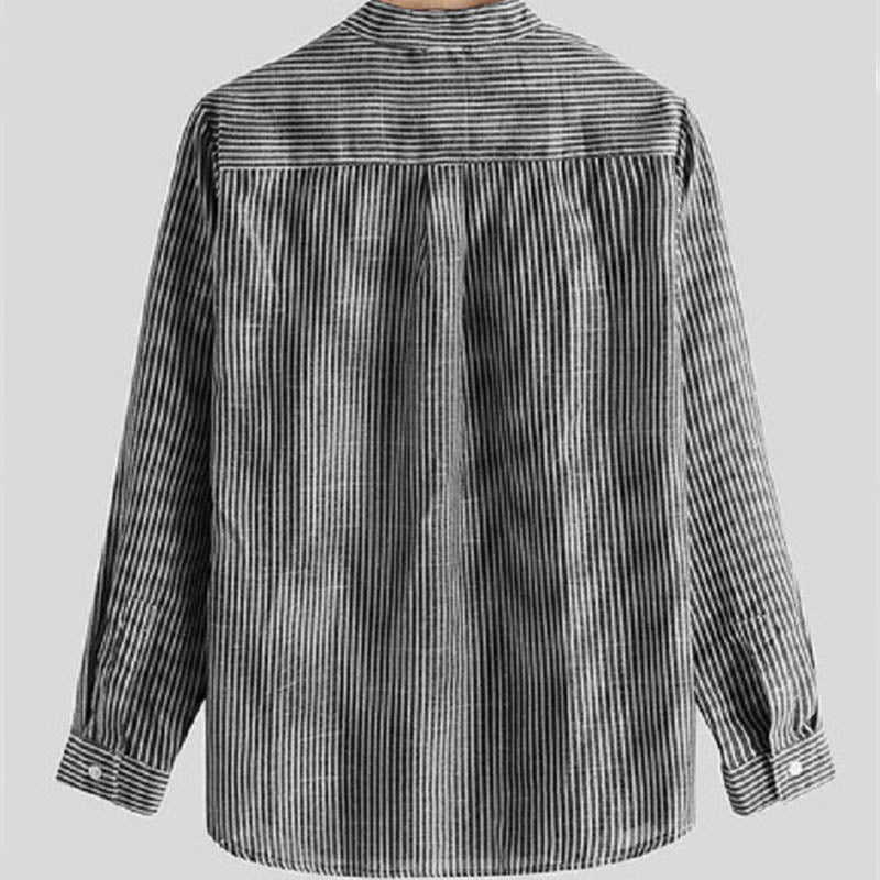 Camiseta de manga larga a rayas clásica transpirable de verano para hombre