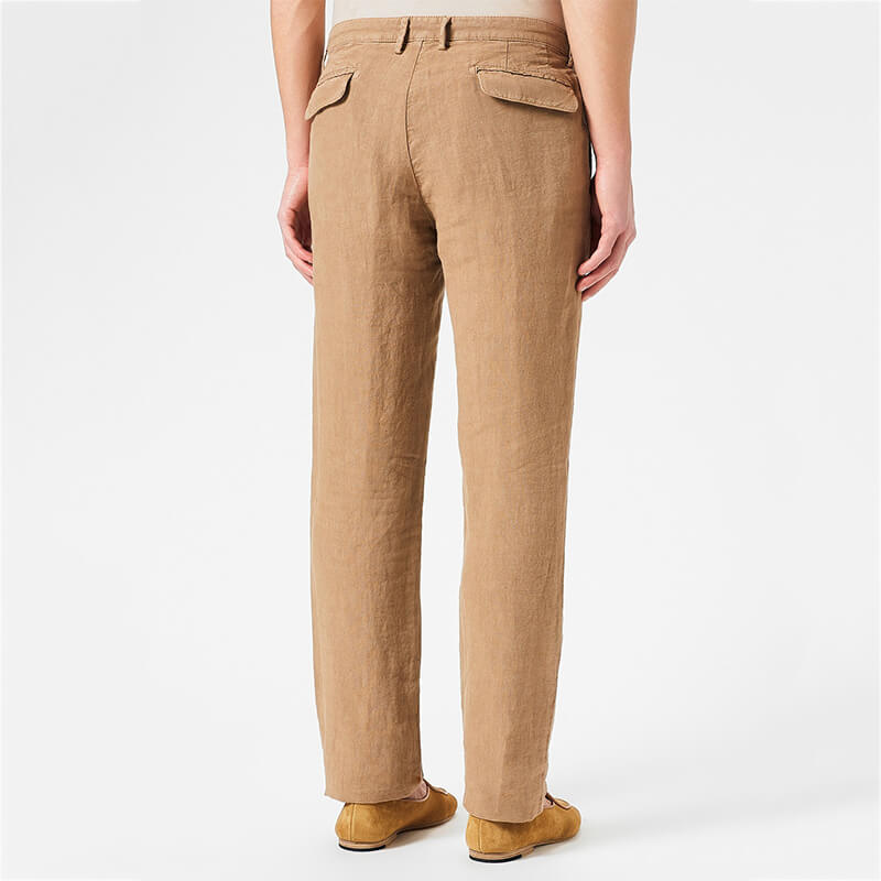 Pantalones de cremallera transpirables cómodos de verano con estilo para hombres hechos de lino natural