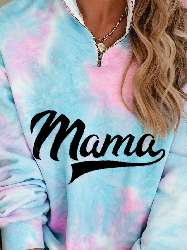 Mama Baumwolle Tie Dye Zip Sweatshirt