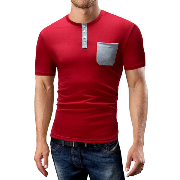 Camiseta de manga corta para hombre con bolsillos en contraste.