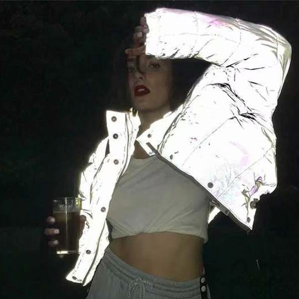 Chaqueta corta con reflejos nocturnos de algodón extragrande