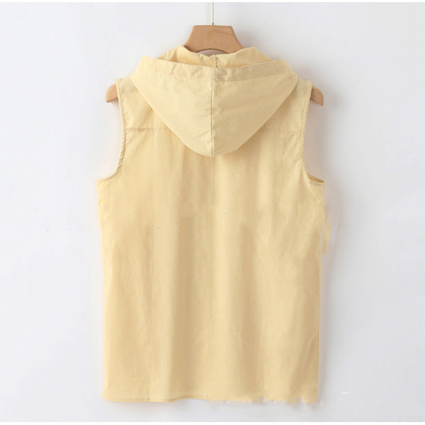 Chaleco de lino con capucha para hombre.