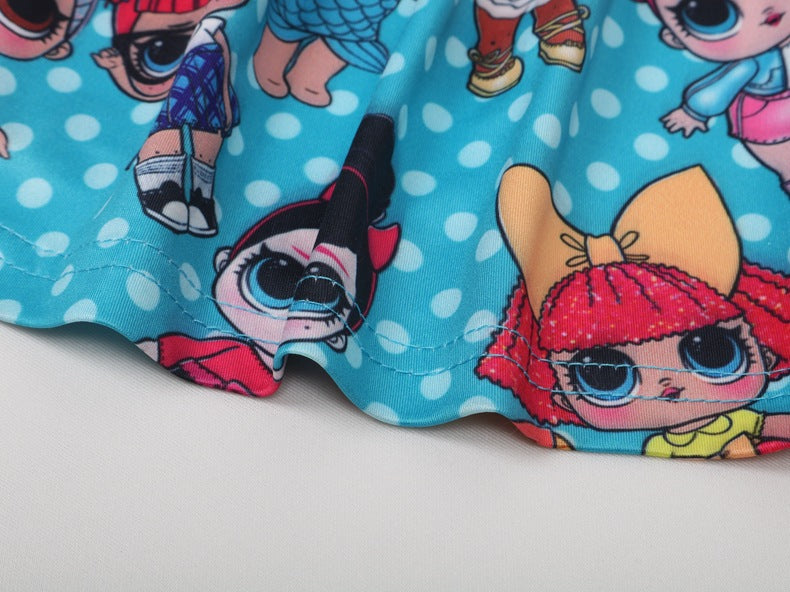 Vestido estampado estampado de dibujos animados para niñas