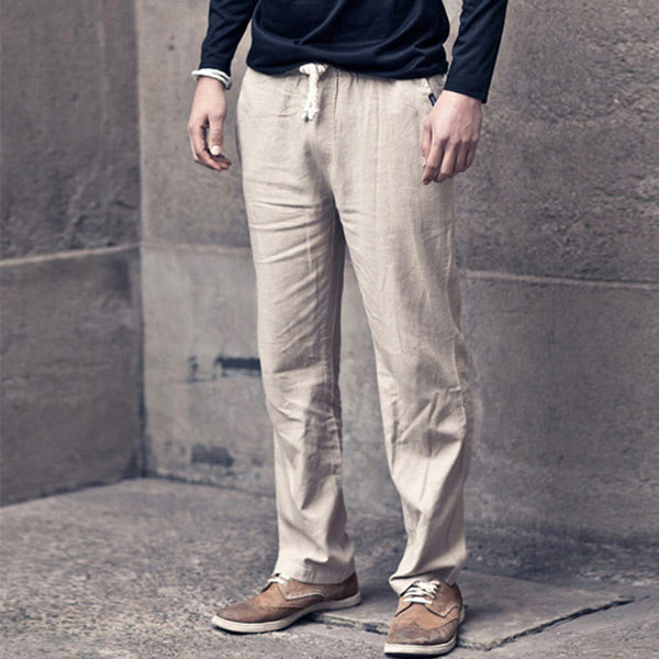 Pantalones de hombre transpirables de algodón y lino