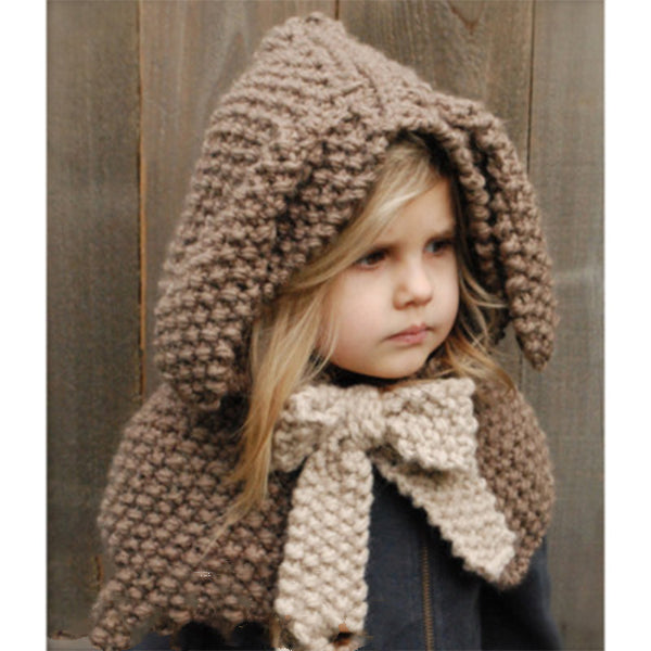 Hand-knitted wool warm hat and scarf set
