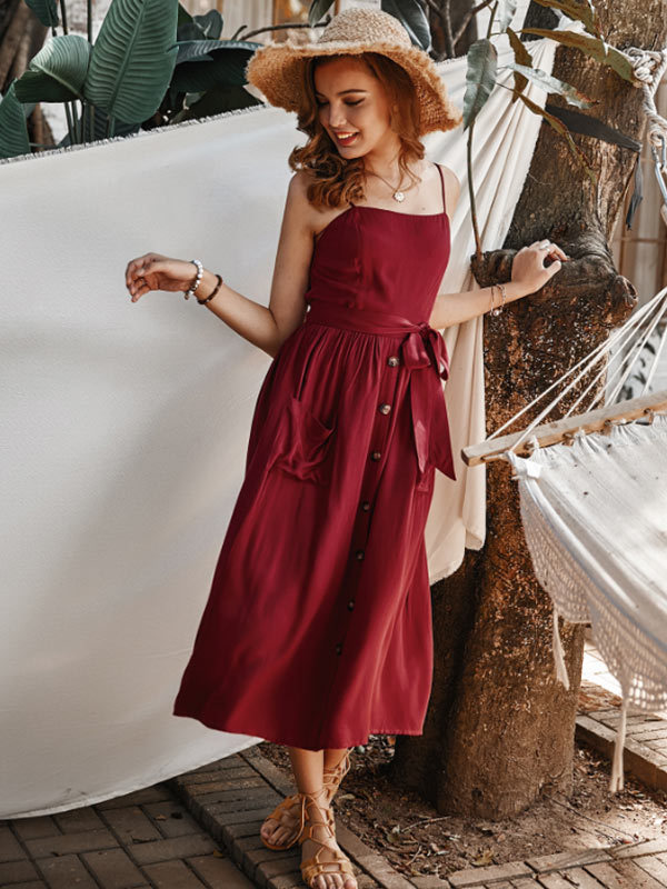 Vestido sin tirantes para mujer con corbata