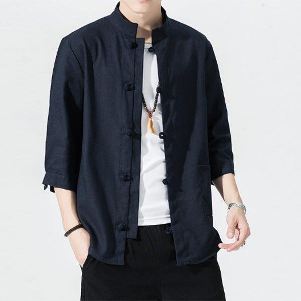 Jersey de lino estilo chino para hombre