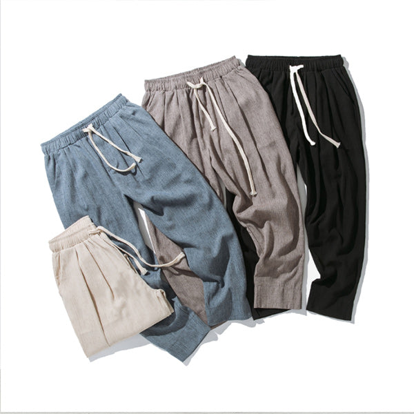 Pantalones de lino sueltos casuales para hombres