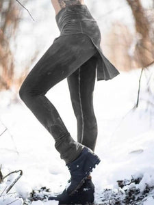 Leggings elásticos retro en color liso para mujer