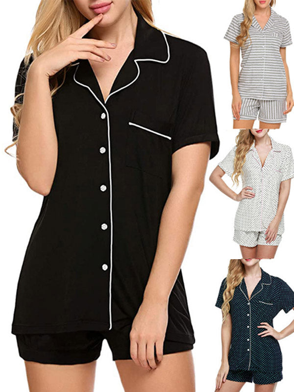 Moterų kasdieniai atspausdinti trumpų rankovių pižamos komplektai ir namų apranga