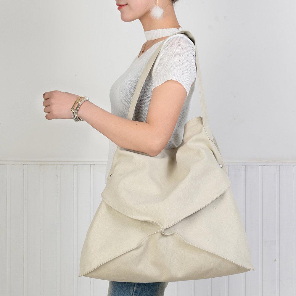 Bolso de hombro de lona casual desordenado para mujer