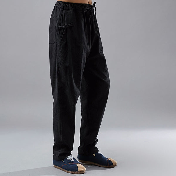 Cordones de hombre de pantalones de algodón de cáñamo