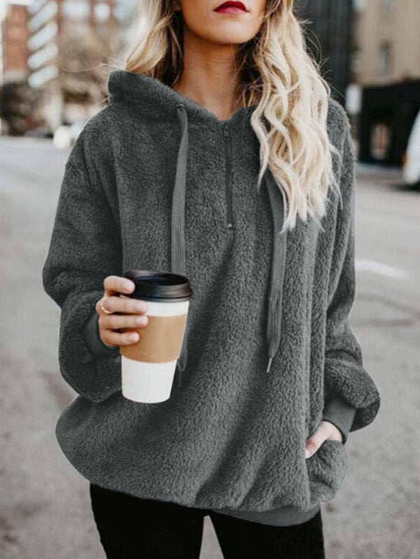 Sudadera con capucha de felpa de moda para mujer