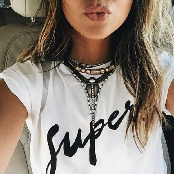 Camiseta con estampado SUPER de mujer