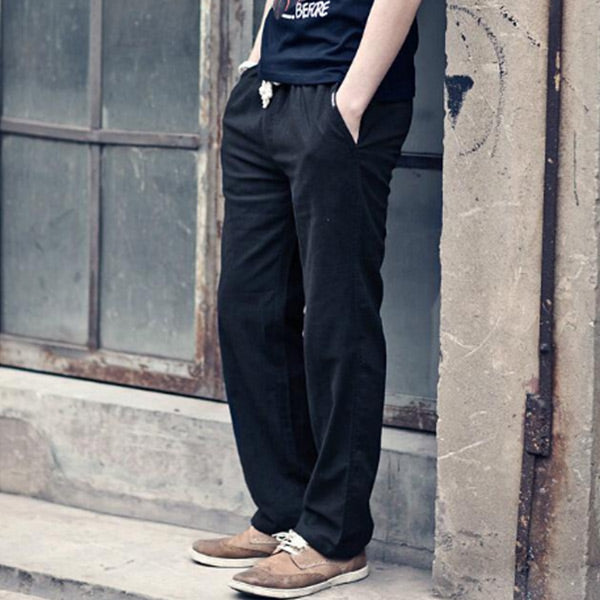 Pantalones de hombre transpirables de algodón y lino