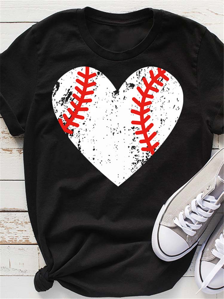 Frauen Baseball Herzdruck T-Shirt