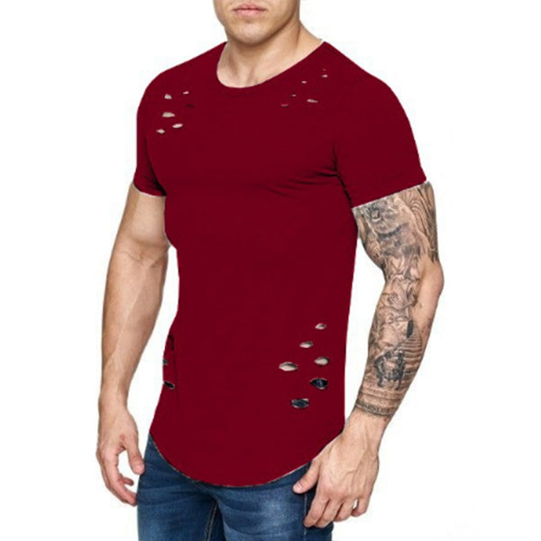 Camisa de un color con agujeros para hombres.