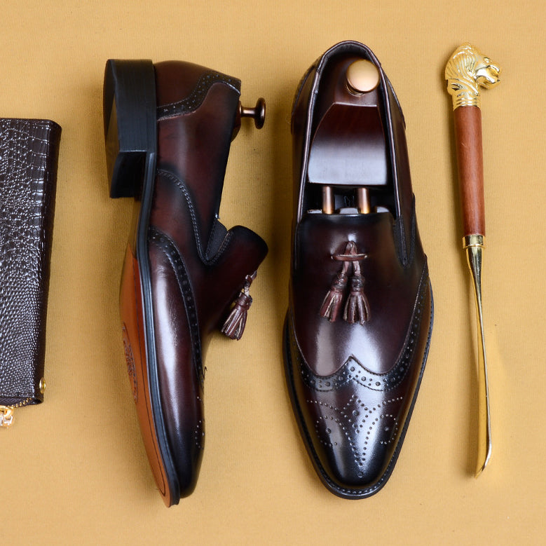 Hogaza de piel de vacuno europea y americana con cintura baja y punta plana