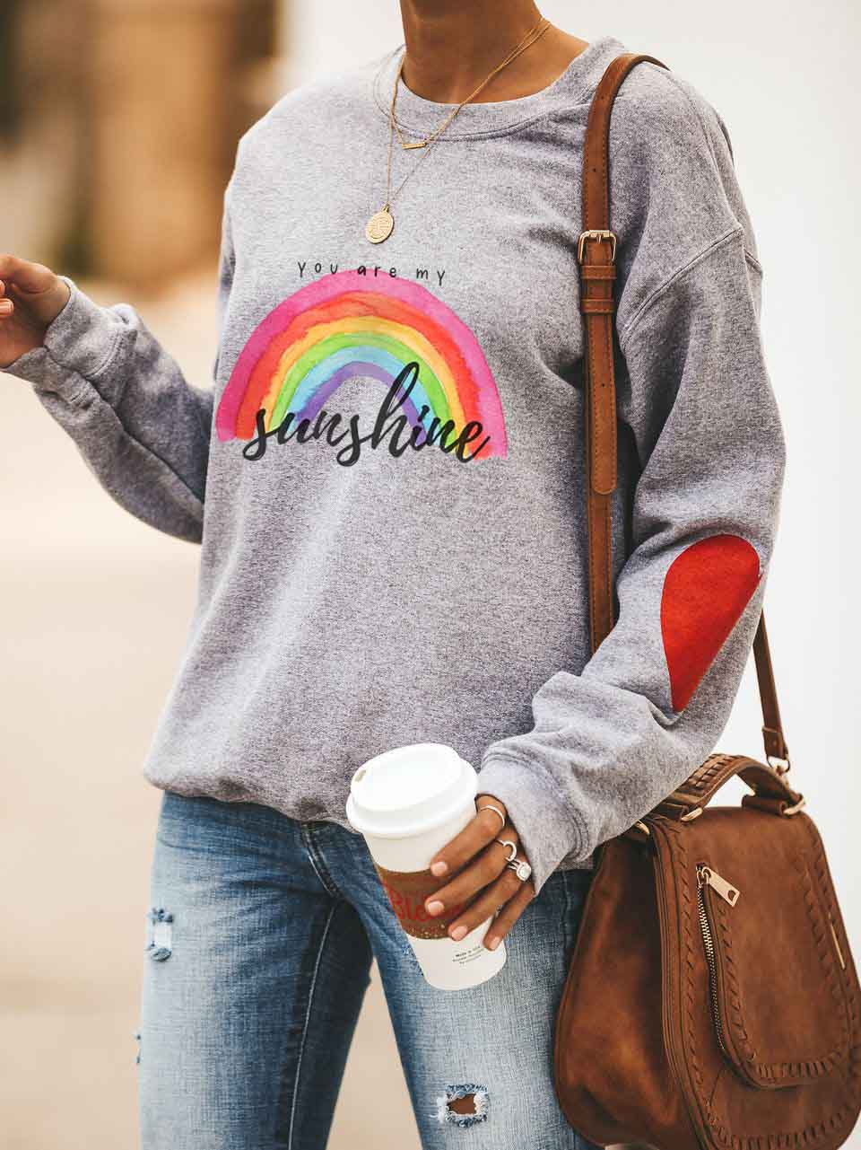 Frauen Sie sind mein Sonnenschein Regenbogen Liebe drucken Sweatshirt