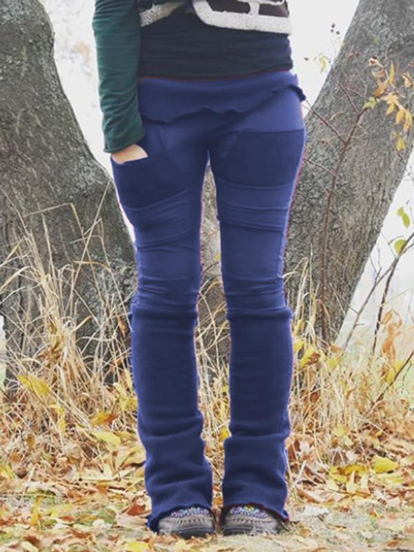 Damen Vintage genähte Tasche elastische Leggings