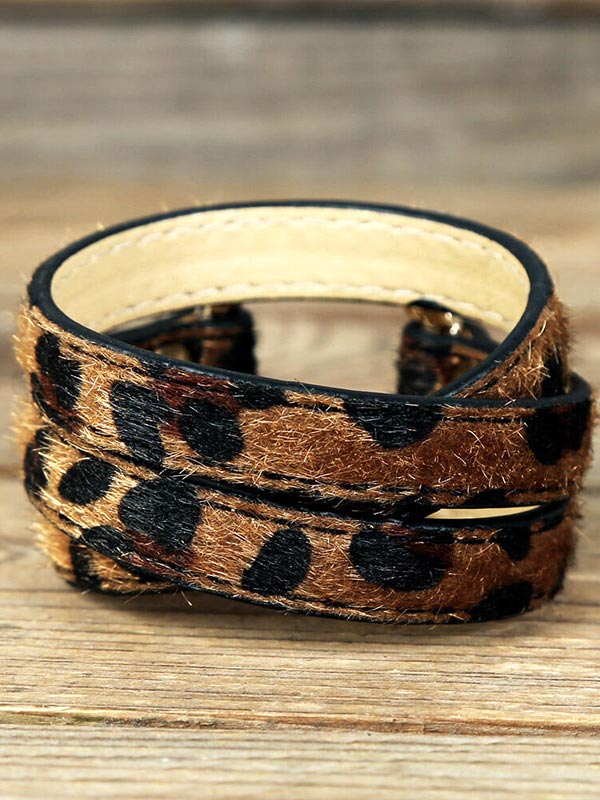 Pulsera de anillo de aleación de caballo leopardo para mujer