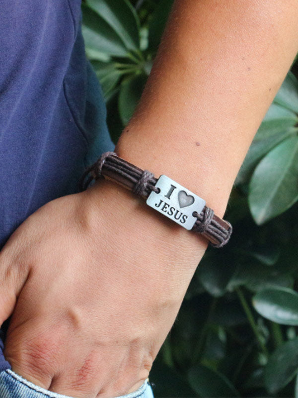 Pulsera de aleación de cuero I Love JUSES unisex