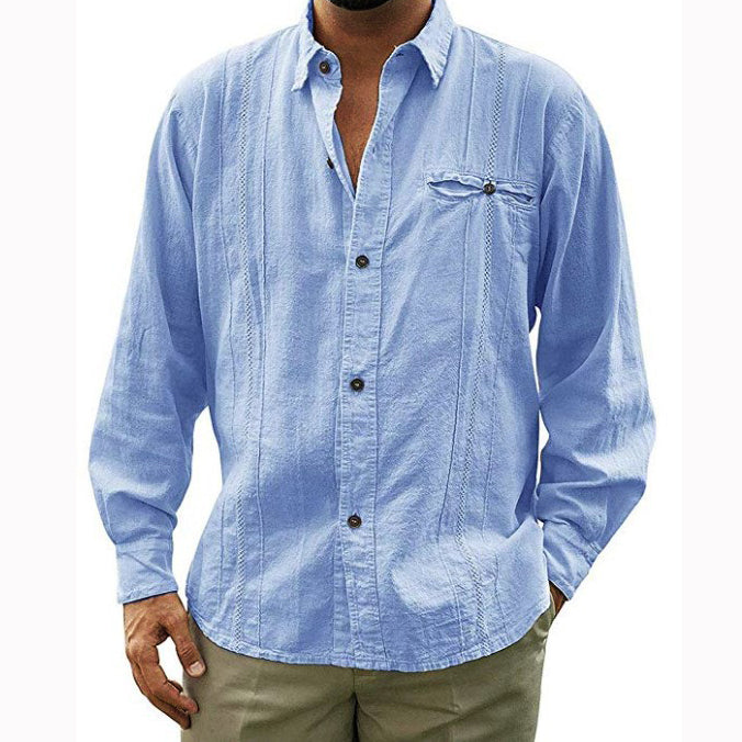 Front Pocket Men Button Down Langarmhemden