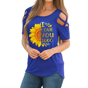 Criss Cross Off Schulter Sonnenblumen bedruckte Hemden