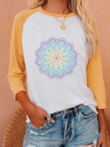 Camiseta con mangas 3/4 mandala arcoiris