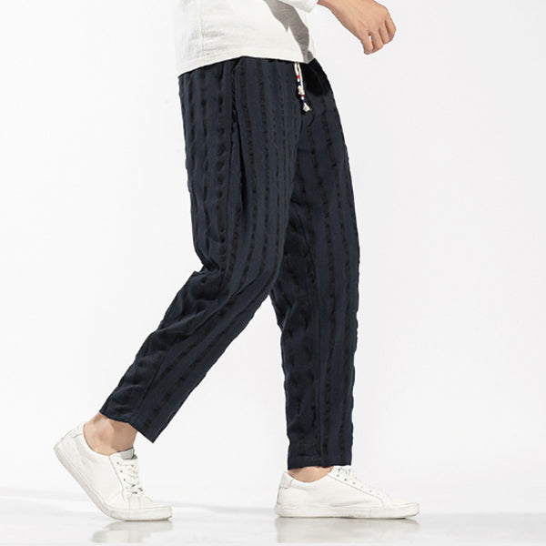 Pantalones de lino a rayas para hombre