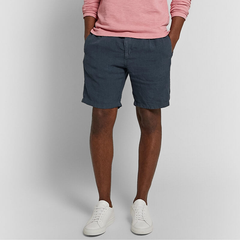 Cremallera de cordón cómoda, suelta y suave para hombres, pantalones cortos de lino ecológicos